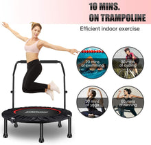 Load image into Gallery viewer, Sports Trampoline With Stable Adjustable Handle, Fitness Trampoline for Adult Kids, Home Exercise Foldable Trampoline Rebounder Bounce, User Max Weight 330 lbs (40")