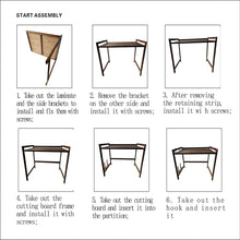 Load image into Gallery viewer, Micro-Ondes Rack, 2 Couches Support de Four à Micro-Ondes en bambou, Ajustable Etagere Rangement Cuisine avec 4 Crochets Et Support de Planche à Découper