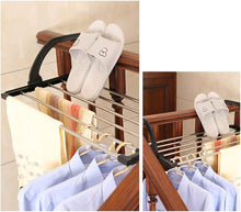 Load image into Gallery viewer, Séchoirs à Linge Pliable étendoir Balcon en Acier Inoxydable accrocher sur radiateur fenêtre Bain pour étendre sécher lessive vêtements mouillées(67 * 32 cm)