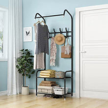 Load image into Gallery viewer, Portemanteau, Vestiaire, Meuble d’entrée avec Étagère à Chaussures à 3 Niveaux, Rangement à Chaussures,Stable, avec 4 Crochets