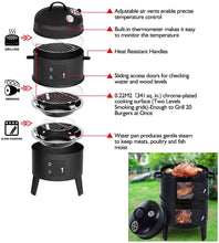 Load image into Gallery viewer, Barbecue Smoker Fumoir 3 en 1 +Thermomètre et Grills pour Griller rôtir Fumer