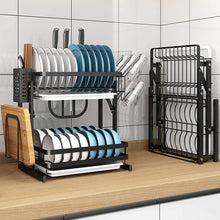 Load image into Gallery viewer, Dish Drainer with Tray, Detachable, Stainless Steel 304, Blac