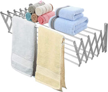 Load image into Gallery viewer, Sinbide Retractable Drying Rack - Wall Mount - Robust and Compact - Clothes Dryer with 9 Bars of 100 cm for Indoor and Outdoor