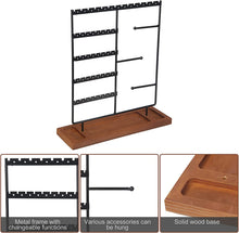 Load image into Gallery viewer, Jewelry Displays Jewelry Organizer, Wood & Metal Earring Display, Vintage Jewelry Box Holder Loop Display