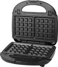 Load image into Gallery viewer, Multifunctional Device Toaster 6-in-1, 750 W Sandwich Machine, Waffle Iron, Paninis Press, Non-Stick & Interchangeable, Black