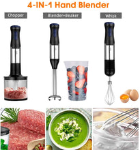 Load image into Gallery viewer, 4 in 1 Stabmixer, Multifunktionsmixer mit einstellbaren Geschwindigkeiten, Stabmixer für Smoothies, Püree, Sauce (Schwarz 1000 W)