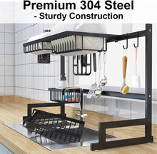 Load image into Gallery viewer, Dish Drying Rack, Kitchen Sink Organizer and Over the Sink Dish Drying Rack Adjustable Dish Rack Stainless Steel Sink Rack Dish Drainers Rack for Kitchen Sink Space Saver (Sink Size less than 32")
