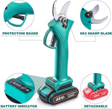 Load image into Gallery viewer, Electric Pruning Scissors, 48V Battery Pruning Scissors, Electric Gardening Pruning Scissors with 2 Rechargeable Lithium Batteries, Cutting Diameter 30 mm