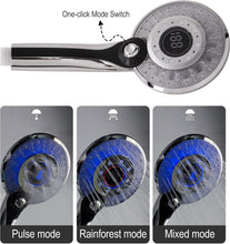 Load image into Gallery viewer, Pommeau de douche à 3 modes - Pomme de douche à économie d'eau - Pommeau de douche avec LED - Affichage de la température