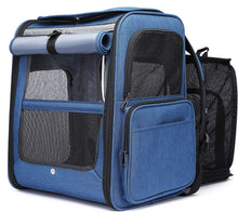 Load image into Gallery viewer, Cat Dog Backpack Extendable Breathable, Foldable Pet Carrying Backpack With Removable Plush Mattress, For Camping, Hiking, Traveling by Train/Car/Plane