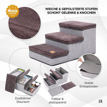 Load image into Gallery viewer, Dog Stairs - High-Quality Foldable Pet Stairs with Lots of Storage Space in the Steps - Maximum Load 30 kg - Also Suitable as Cat Stairs