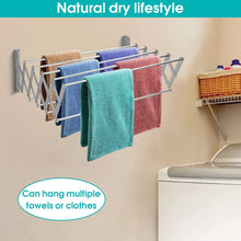 Load image into Gallery viewer, Sinbide Retractable Drying Rack - Wall Mount - Robust and Compact - Clothes Dryer with 9 Bars of 100 cm for Indoor and Outdoor