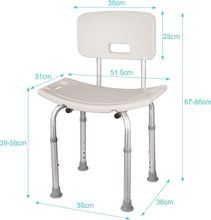 Load image into Gallery viewer, Silla de Ducha Altura Regulable con Respaldo y Reposabrazos Taburete para Baño con Capacidad de 150 kg Taburete de Ducha para Ancianos
