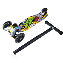 Load image into Gallery viewer, Trottinette Enfant 3 Roues LED en PU Pliable/Détachable, Hauteur Réglable de 77-87CM, Patinette Filles/Garçons Frein Arrière avec Grafitti pour Les Enfants 3-12 Ans