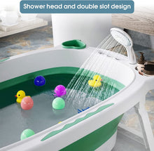 Load image into Gallery viewer, Vasca da Bagno Pieghevole per Bambini, Vasca Bagno Multifunzionale per Bambini con Termometro Cuscino da Bagno, Vasca da Bagno Antiscivolo Neonato