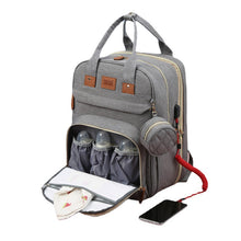 Load image into Gallery viewer, Baby changing bag backpack, large capacity diaper bags, portable travel diaper bag with foldable bed, crib backpack