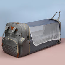 Load image into Gallery viewer, Baby changing bag backpack, large capacity diaper bags, portable travel diaper bag with foldable bed, crib backpack