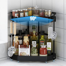 Load image into Gallery viewer, Spice Rack Kitchen Rack Corner Standing Frame 2 Tier Storage Rack Spice Stand Kitchen Worktop Organiser Spice Jars Worktop Storage
