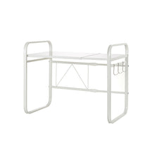 Load image into Gallery viewer, Extendable microwave shelf, microwave oven rack 1 level, microwave rack with 3 hooks, kitchen table shelf made of carbon steel, mini oven holder for kitchen