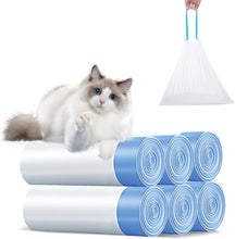 Load image into Gallery viewer, Cat Litter Box Bags with Drawstrings, Bin Bags with Carry Handle, Self-Cleaning Cat Litter Box, Rubbish Bags, Scratch-Resistant for Pets, Cats, Dogs, Poop Cat Litter, 6 Rolls/90 Pieces
