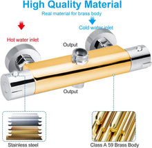 Load image into Gallery viewer, Grifo Termostatico Ducha, Grifo Ducha Termostatico de 2 Salidas, Salida Superior 3/4" BSP(26.4mm) y Salida Inferior 1/2" BSP(21mm)
