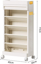 Load image into Gallery viewer, Children's Shelf, Children's Shelf, Storage Shelf with 5 Open Compartments, with Wheels, Children's Furniture for Nursery Playroom, 40 x 20 x 77 cm
