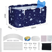 Load image into Gallery viewer, Bañera Plegable para Adultos y Niños Bañera Familiar Portatil con Respaldo, Cojín, Bomba de Pies, Funda Aislante, Bolsa de Baño y 2 Tubos de Drenaje, 125x55x54CM
