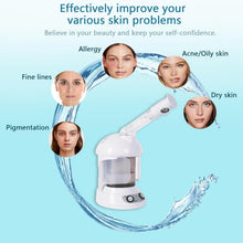 Load image into Gallery viewer, Vapeur Visage Vaporisateur Sauna Spa Facial Chaude Nano Ionique, Visage Steamer Humidificateur Appareil Outils Nettoyage Pores blanc
