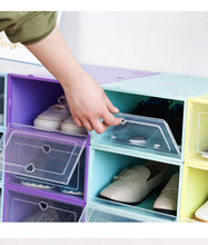 Load image into Gallery viewer, Plastic transparent flip-top shoe box shoe cabinet multi-purpose storage home desktop storage cosmetics organiser
