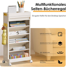 Load image into Gallery viewer, Children's Shelf, Children's Shelf, Storage Shelf with 5 Open Compartments, with Wheels, Children's Furniture for Nursery Playroom, 40 x 20 x 77 cm
