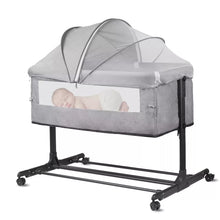 Load image into Gallery viewer, Beistellbett Baby Babybette Kinderbett mit Rollen Zustellbett Matratze Laufstall
