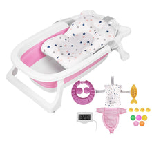 Load image into Gallery viewer, Foldable Baby Bathtub, Baby Bath Bath with Support, Baby Shower Bath with Non-slip Feet and Temperature Display
