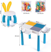 Load image into Gallery viewer, Mesa de Construcción para Niños con 262 Piezas, Mesa de Actividades con Pista de Canicas y Almacenamiento, Juego de Mesa y Silla con 4 Cajas, Regalo para Niños 3+ Años (Azul)

