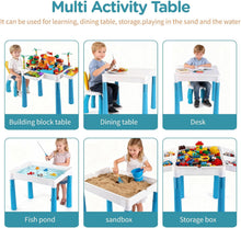 Load image into Gallery viewer, Mesa de Construcción para Niños con 262 Piezas, Mesa de Actividades con Pista de Canicas y Almacenamiento, Juego de Mesa y Silla con 4 Cajas, Regalo para Niños 3+ Años (Azul)

