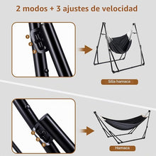 Load image into Gallery viewer, Hamaca y Sillón Colgante con Soporte Plegable, Set de Soporte de Hamaca Portátil de Doble Uso para Interior y Exterior Jardín Terraza Patio Camping Cubierta
