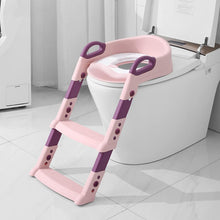 Load image into Gallery viewer, Toilet Seat Children's Toilet Trainer with Stairs and Handles Foldable Children's Toilet Seat Potty Trainer Height Adjustable for Children from 2-7 Years
