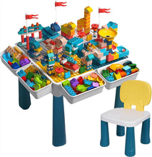 Load image into Gallery viewer, Table de Construction Multifonctionnel pour Enfant Table d’activités avec Chaise pour Bébé Hauteur Réglable Plateau Double Face Table de Jeu Table d’Études
