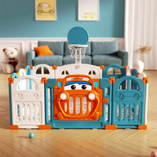 Load image into Gallery viewer, Baby Playpen Foldable Playpen with Basketball Hoop, Plastic Playpen with Door and Toy Board
