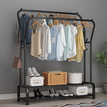 Load image into Gallery viewer, Percheros Burro Independiente Perchero Dobles Varillas Estante de Ropa de Dormitorio Multifuncional 130 × 33 × 125-145 cm
