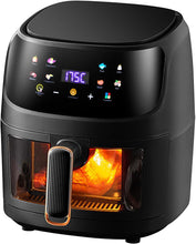 Load image into Gallery viewer, Friggitrice senza olio 5L Friggitrice ad aria 1400 W Temperatura regolabile 80-200 °C, Finestra, Display LED Touch Colore, 8 modalità, Timer
