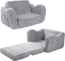 Load image into Gallery viewer, Kindersofa Ausklappbar, 2-in-1 Kleinkinder Schlafsofa, Kindersessel mit Schlaffunktion, Mini Couch für Kuschelecke Kinderzimmer, Fancy Spielsofa für Jungen und Mädchen im Alter von 1–3 Jahren
