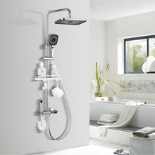 Load image into Gallery viewer, Shower System with Fitting, Shower Set, Shower Fittings 4 Function, with Rain Shower Head, ABS Hand Shower, Shelf

