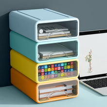 Load image into Gallery viewer, Lot de 4 Boîtes de Rangement Empilables Visible pour le Bureau Systèmes de rangement et les Cosmétiques, Boîte de rangement avec tiroirs visible Caisson individuel
