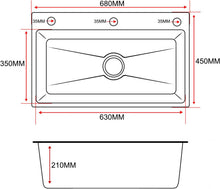 Load image into Gallery viewer, Kitchen Sink, Black, 68 x 45 cm, Stainless Steel Kitchen Sink, 1 Basin, Built-in Sink, with Soap Dispenser, Drain Set, Tap and Drain Rack, Kitchen Sink (Black)
