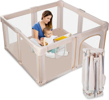 Load image into Gallery viewer, Baby Playpen 130 x 130 cm, Safe Playground for Children with Reinforced Edges, Non-Slip Bottom, Breathable Fabric, Foldable Baby Fence
