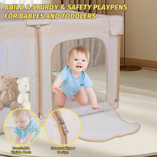 Load image into Gallery viewer, Baby Playpen 130 x 130 cm, Safe Playground for Children with Reinforced Edges, Non-Slip Bottom, Breathable Fabric, Foldable Baby Fence
