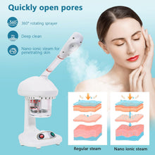 Load image into Gallery viewer, Vapeur Visage Vaporisateur Sauna Spa Facial Chaude Nano Ionique Visage Steamer Humidificateur Appareil Outils Nettoyage Pores

