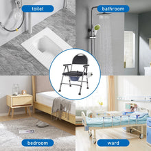 Load image into Gallery viewer, Toilettenstuhl für Senioren höhenverstellbar Duschstuhl Klappbar Nachtstuhl
