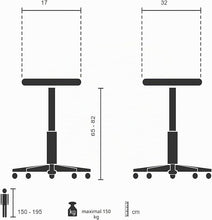 Load image into Gallery viewer, OFFICE 830025 Stehhilfe TOP Work 33 Hartschaum/Metall bequemer Arbeitsstuhl, Stehhocker ergonomisch, höhenverstellbar
