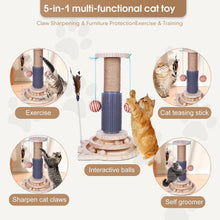Load image into Gallery viewer, Jouet pour Chat, Carrousel avec Boules, Arbre à Chat en Bois, Jouet interactif pour Chats, Jouet pour Chat Interieur en Bois

